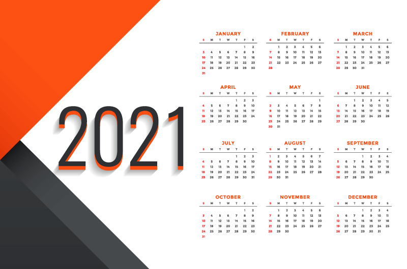 现代商务风格2021年日历矢量素材