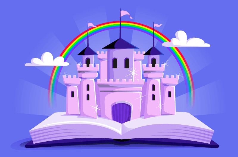 童话般的彩虹城堡矢量素材(AI/EPS)