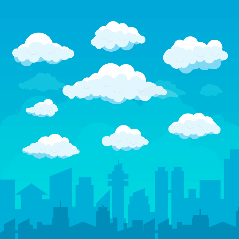城市和城市上空的白云矢量素材(AI/EPS)