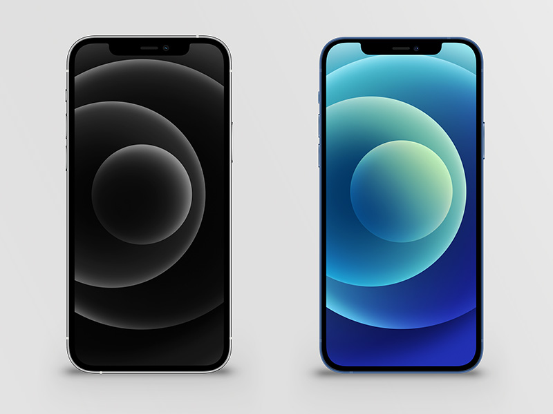 逼真的黑色和蓝色iPhone 12 Pro模型素材(PSD)