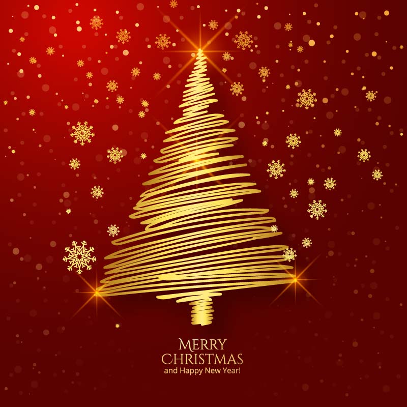 金色线条设计的圣诞树矢量素材(EPS)