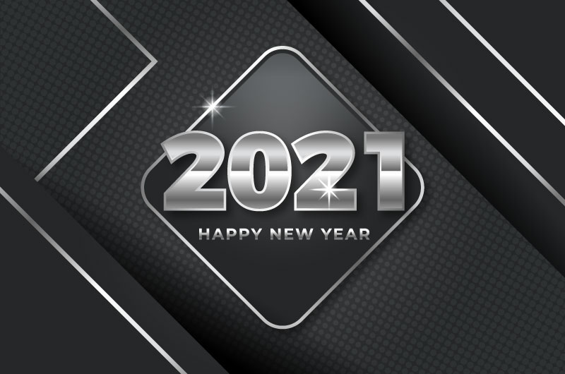 黑银色设计2021新年快乐矢量素材(AI/EPS)