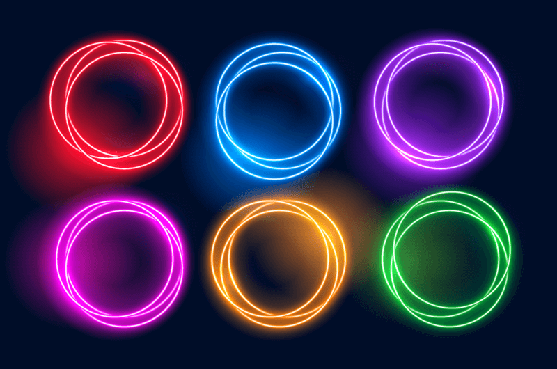多彩炫丽的霓虹灯光圈矢量素材(EPS)
