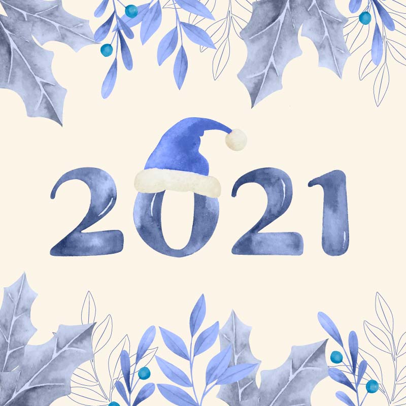 蓝色圣诞帽2021新年快乐背景矢量素材(AI/EPS)