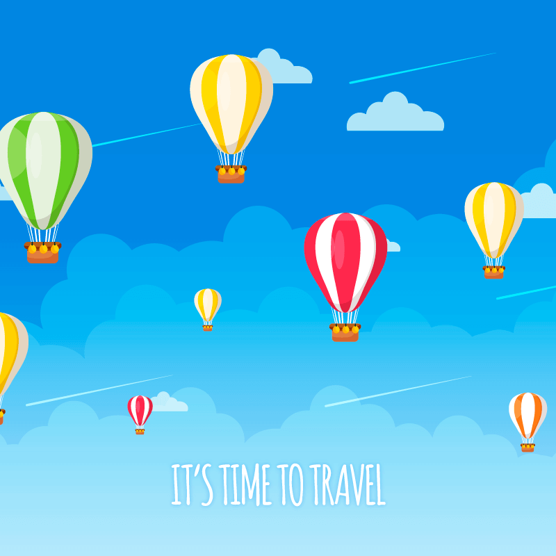 蓝天热气球设计旅行背景矢量素材(EPS/AI)