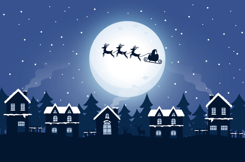 穿梭在夜空中的圣诞老人矢量素材(AI/EPS)