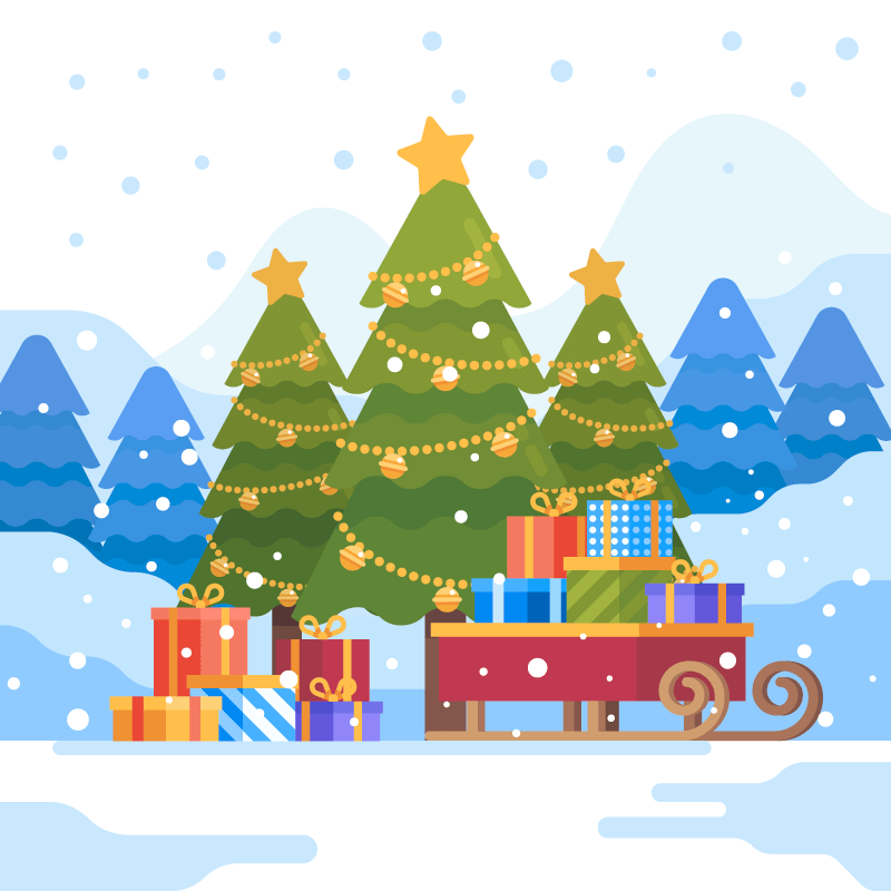 圣诞树和礼物设计圣诞节背景矢量素材(AI/EPS)